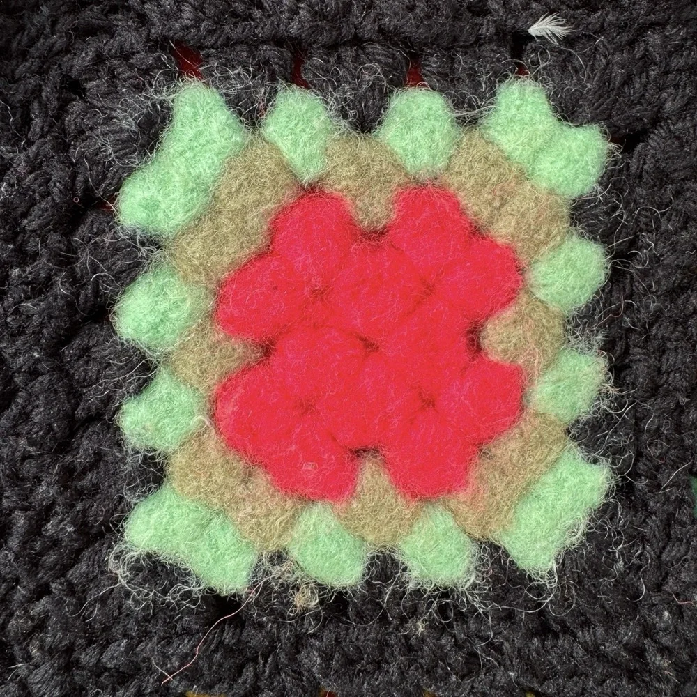 Handmade Crochet Granny Square Throw Afghan 35.5‎ X 77 inch Multi-Color Blanket